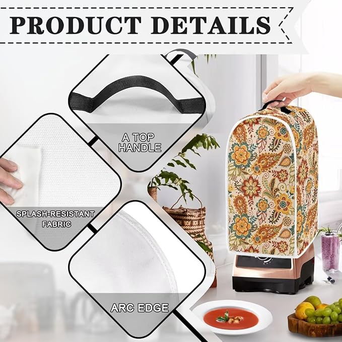 Boho Blender Protective Cover Kitchen Blender Dust Cover Reusable Food Processor Dust Covers Universal Kitchen Appliance Cloth Protector Fall Tabletop Decor Gift for Friends