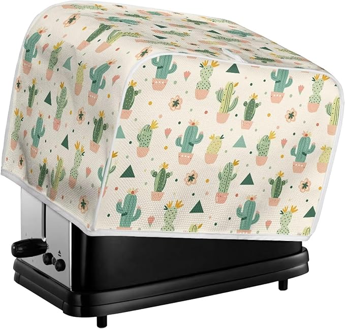 ZFRXIGN Cactus Toaster Cover 4 Slice Wide Slot Toaster Dust Covers Oven Cover Stain Resistant Kitchen Small Appliance Cover with Top Handle Home Decor Mexican Toaster Cover Beige