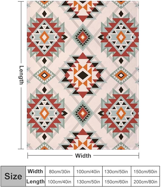 Southwest Style Blanket, Boho Geometric Print Throw Blanket Tribal Aztec Blanket for Couch Bed Sofa Cover Throw Home DéCor 60"x80"