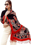 DANA XU 100% Merino Wool Extra Large Pashmina Blanket Travel Scarf Cashmere Wrap for Women Fall Winter Oversize Shawl Floral