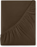Royale Linens 400 Thread Count 100% American Grown Cotton Fitted Sheet Queen Size - All Around Elastic Fitted Sheet - Luxury Sateen Weave - Snug Fit Bottom Sheets Fit Up to 16" (Queen,Hazel Nut)