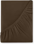 Royale Linens 400 Thread Count 100% American Grown Cotton Fitted Sheet Twin Size - All Around Elastic Fitted Sheet - Luxury Sateen Weave - Snug Fit Bottom Sheet Fit Up to 16 Inch (Twin, Hazel Nut)