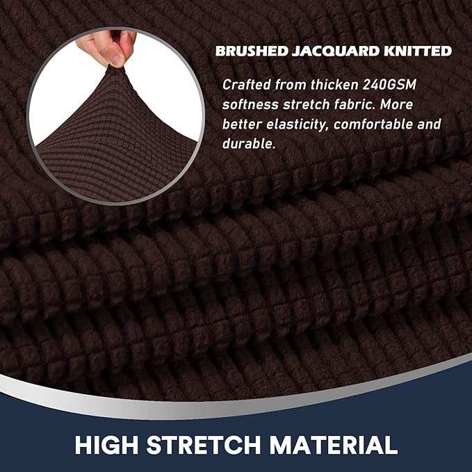 Stretch Sofa Arm Covers Spandex Jacquard Anti-Slip Couch Arm Covers with Sticker Furniture Armrest Protector for Sofa Couch Chair Recliner, Set of 2, Brown