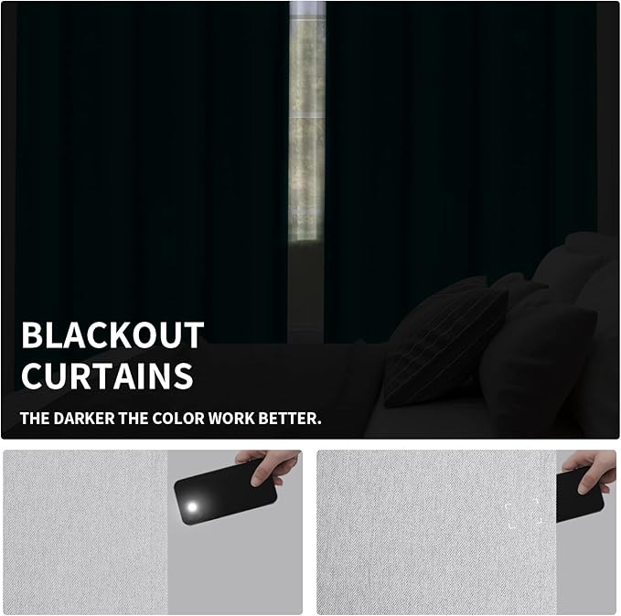 Easy-Going Linen Look Blackout Curtain Grommet Window Curtain Drapes for Bedroom, Living Room Thermal Insulated Room Darkening (2 Panels, 42x84 inch, Greyish White)