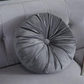 Round Throw Pillow Velvet Pumpkin Pleated Meditation Pillow Solid Color Home Decorative Throw Pillow Floor Cushion for Sofa Chair Living Room Decoration (Grey)
