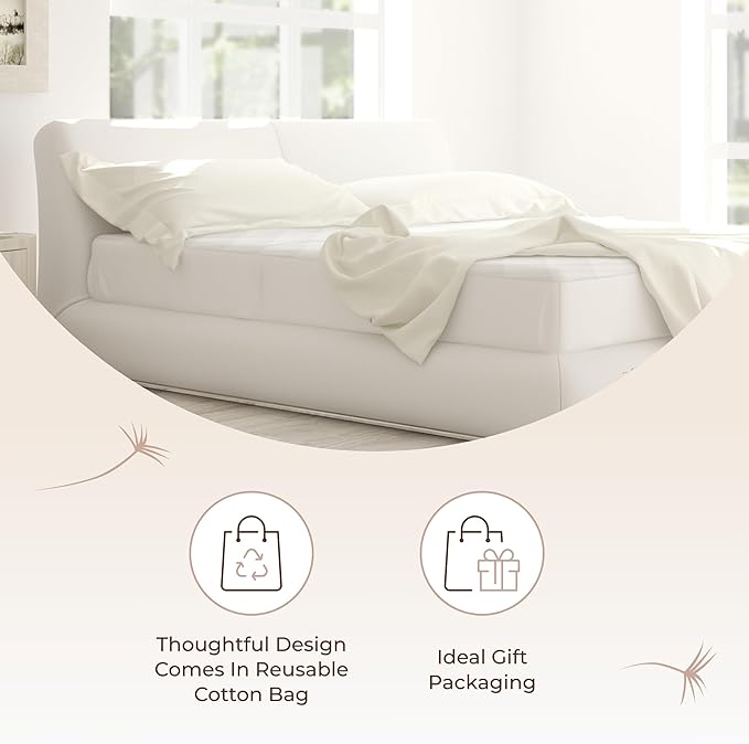 100% Cotton Organic Mattress Pad - Luxury Quilted Mattress Topper Protector Plush & Breathable Machine Washable Design - Fairtrade & GOTS Certified Premium 400GSM Thick with Deep Pocket (Queen)