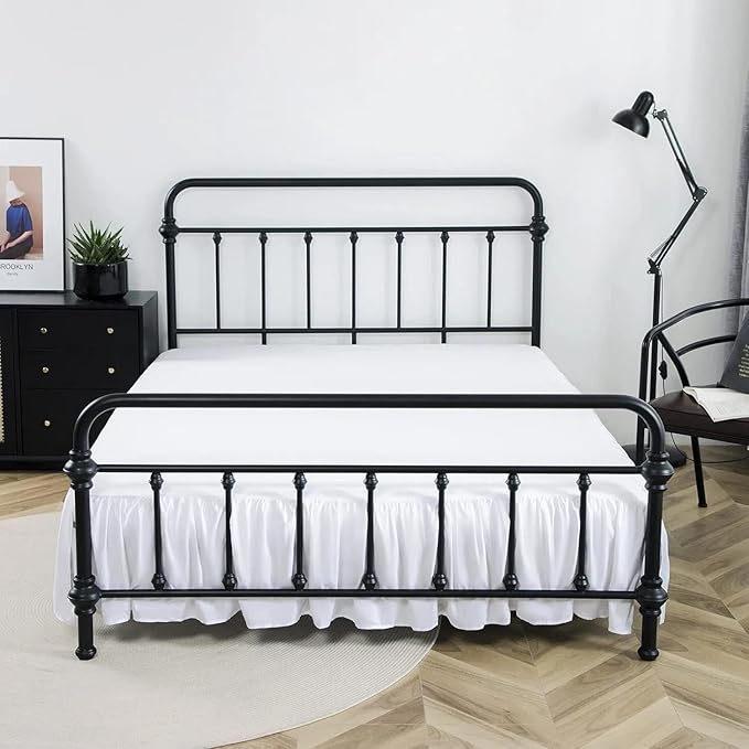 Bed Skirt Twin Size Ruffled Bed Skirt with Split Corners, 15 Inch Drop Dust Ruffle Bed Skirts with Platform, White