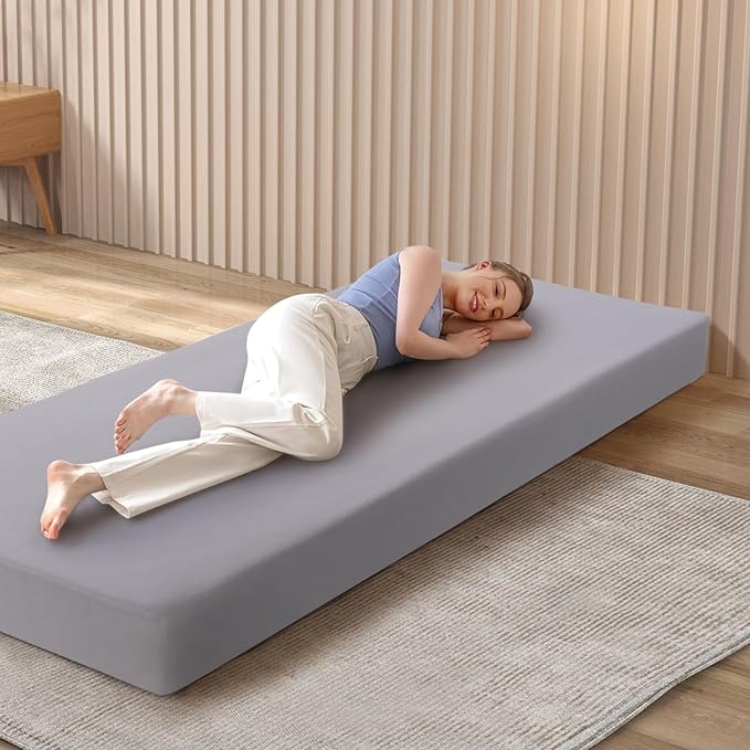 Cot Sheets 31" x 75", Cot Fitted Sheet for Narrow Twin/RVs Bunk/Camper Bunk/Guest Beds/Army Cots/Trifold Mattress/Travel Size Mattress, Shrinkage & Stain Resistant Cot Size Cover, Gray