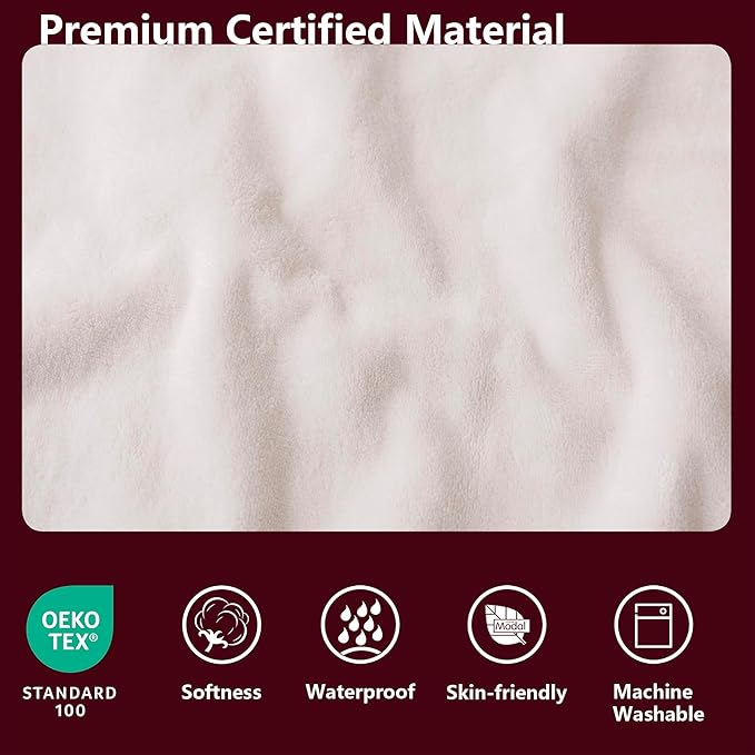 Waterproof Blanket for Bed King Size, Leak Proof Dog Couch Blankets Reversible, Pet Throw Sofa Furniture Protector Machine Washable-82 x108,Burgundy Red+Cream