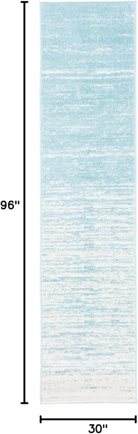 SAFAVIEH Adirondack Collection Runner Rug - 2'6" x 8', Aqua & Ivory, Modern Ombre Design, Non Shedding & Easy to Clean, Ideal for Hallway, Foyer, Kitchen, Entryway, Bedroom (ADR113J)