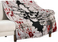 Horror Skull Throw Blanket, Halloween Day of The Dead Vintage Gothic Scary Blood Hand Soft Warm Fleece Blanket for Bed Couch Living Room All Season, 30"x40"