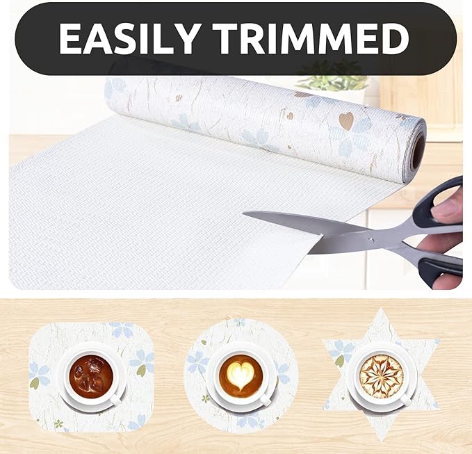 RAY STAR 12X120 Inch Shelf Liner for Kitchen Cabinets, Non-Adhesive Cabinet Liner Washable, PVC Drawer Liner for Dresser Non-Slip Bathroom (Floral)(9 Roll)