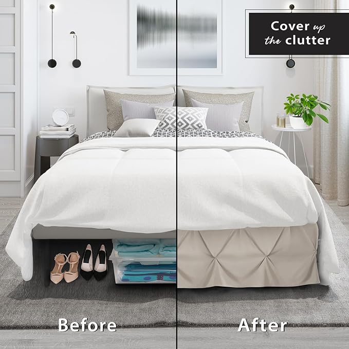 Nestl Linen Bed Skirt Twin Size, Pinch Pleat Twin Bed Skirt, 14" Inch Drop Twin Bedskirt, Hotel Quality Linen Bed Skirts, Premium Microfiber Bedskirt for Twin Bed, Linen Twin Bed Skirt