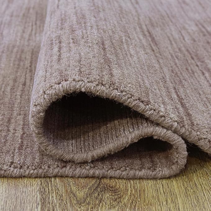 Hand Knotted Loom Wool ECO-Friendly Area Rugs - 10'x10', Octagon, Light Brown Color, Solid Plain Design, High Pile Thick Handmade Anti Skid Rugs for Living Room (L00111)