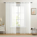 Dreaming Casa White Sheer Curtains 84 Inches Long, Rod Pocket & Back Tab Light Filtering Textured Sheers for Living Room Bedroom, 2 Panels, Each 52" W x 84" L