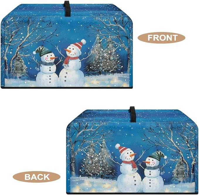 Microwave Oven Cover, Christmas Snowman Heat-Resistant Polyester Machine Protector Decorative Kitchen Appliance Covers Waterproof Microwave Oven Cover for Most Countertop Microwaves Blue