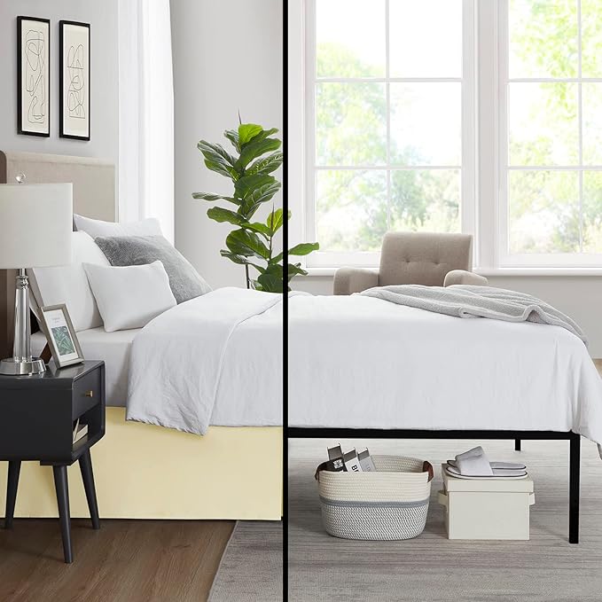 Nestl Vanilla Yellow Full XL Bed Skirt - Full XL Size Bed Skirt 14 Inch Drop - Brushed Microfiber Bed Skirts - Hotel Quality Pleated Bed Skirt - Shrinkage & Fade Resistant