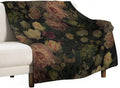 Black Floral Blanket, Rustic Watercolor Botanical Rose Peony Vintage Leaves Plant Boho Gothic Print Throw Blankets for Bed Living Room Bedding Couch Soft Decor, 30"x40"