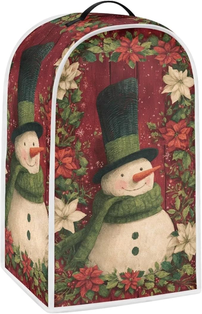 Snowman Blender Cover for Kitchen Resistance Food Processor Dust Cover with Handle Easy Clean Coffee Machine Dust Protector Covers for Kitchen Countertop Christmas Decoration