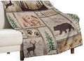 Rustic Cabin Bear Blanket, Lake Country Lodge Bear Deer Forest Farmhouse Camp Print Soft Warm Cozy Lightweight Decorative Blanket for Couch Bed Sofa Travel, 60"x80"