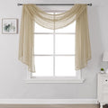 DONREN 144 Inches Long Window Scarf for Party - Luxury Soft Tan Semi Sheer Curtain Scarf Valance for Wedding (1 Panel,Taupe)