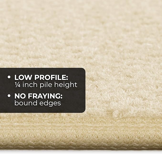 House, Home and More Skid-Resistant Carpet Indoor Area Rug Floor Mat - Ivory Cream - 3 Ft X 3 Ft - Non Slip Rubber Backing, Stain Resistant, Dog Friendly, Living Room Bedroom Kitchen Entryway
