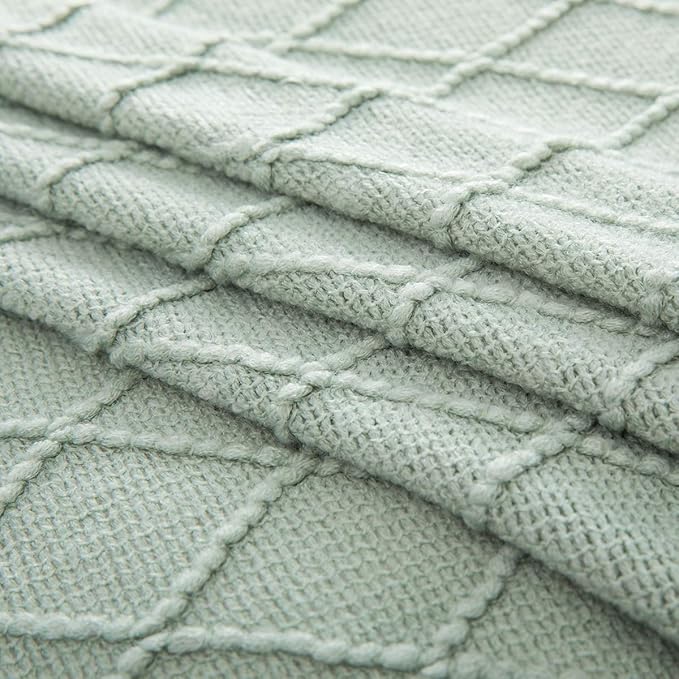 Homiest Decorative Knitted Throw Blanket with Fringe Soft & Cozy Tassel Blanket for Couch Sofa Bed (50" x 60", Aqua)