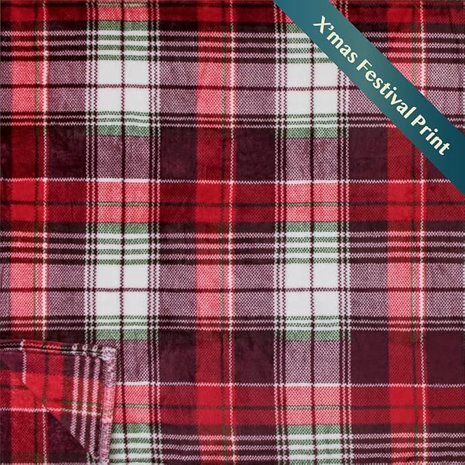 PAVILIA Christmas Throw Blanket | Holiday Christmas Red Fleece Blanket | Soft, Plush, Warm Winter Cabin Throw, 60x80 (Red Green Plaid)