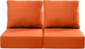 Luxury 22x24/22x25 6-Inch Outdoor Seat Cushions - Set of 2 Water Resistant Patio Chair Replacement Cushion for Porch Rattan Dining Rocker Glider Chairs Loveseat Couch Sectional Sofa - Orange