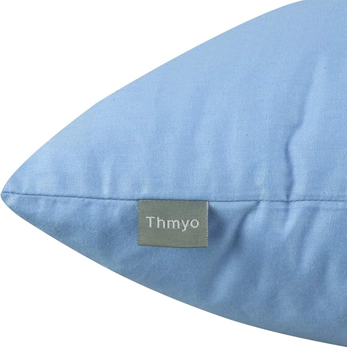 Thmyo 4-Pack 100% Cotton Comfortable Solid Decorative Throw Pillow Case, Square Cushion Cover Pillowcase Sublimation Blank Pillow Covers DIY Throw Pillowcase for Sofa(20x20 inch/ 50x50cm,Sky Blue)