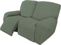 Easy-Going 6 Pieces Recliner Loveseat Stretch Sofa Slipcover Sofa Cover Furniture Protector Couch Soft with Elastic Bottom Kids, Spandex Jacquard Fabric Small Checks Greyish Green