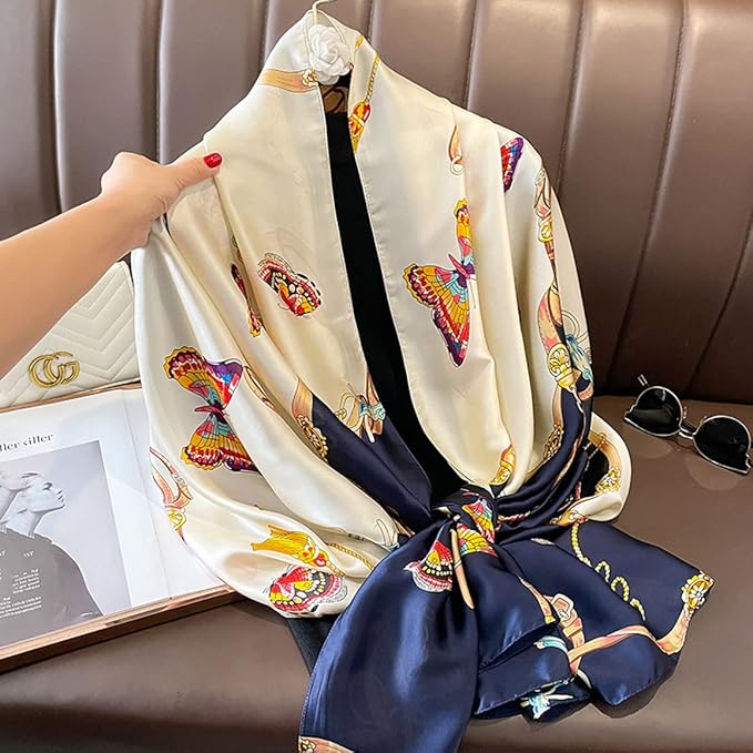Fashion Scarves Scarf 100% Silk Feeling Scarf Silk Like Scarves Long Lightweight Sunscreen Shawls for Women