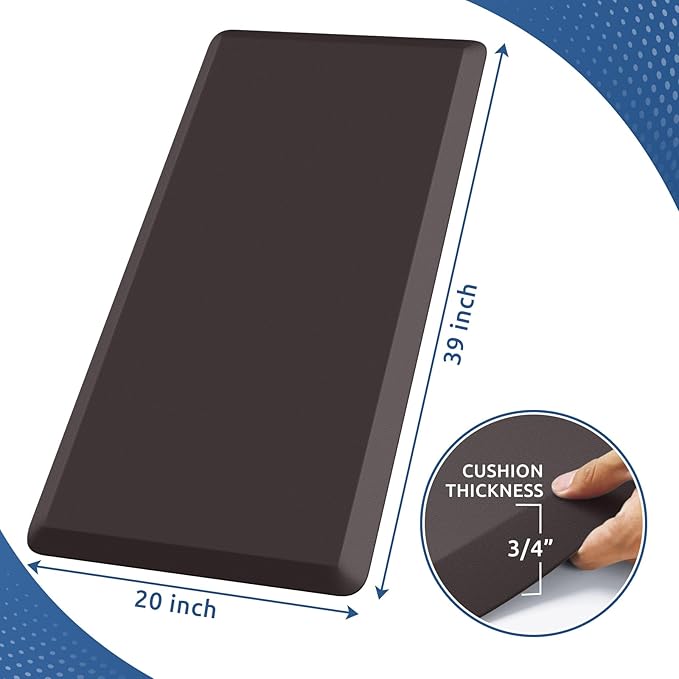 KitchenClouds Kitchen Mat Cushioned Anti Fatigue Rug 20"x39" Waterproof, Non Slip, Standing and Comfort Desk/Floor Mats for House Sink Office (Chocolate)