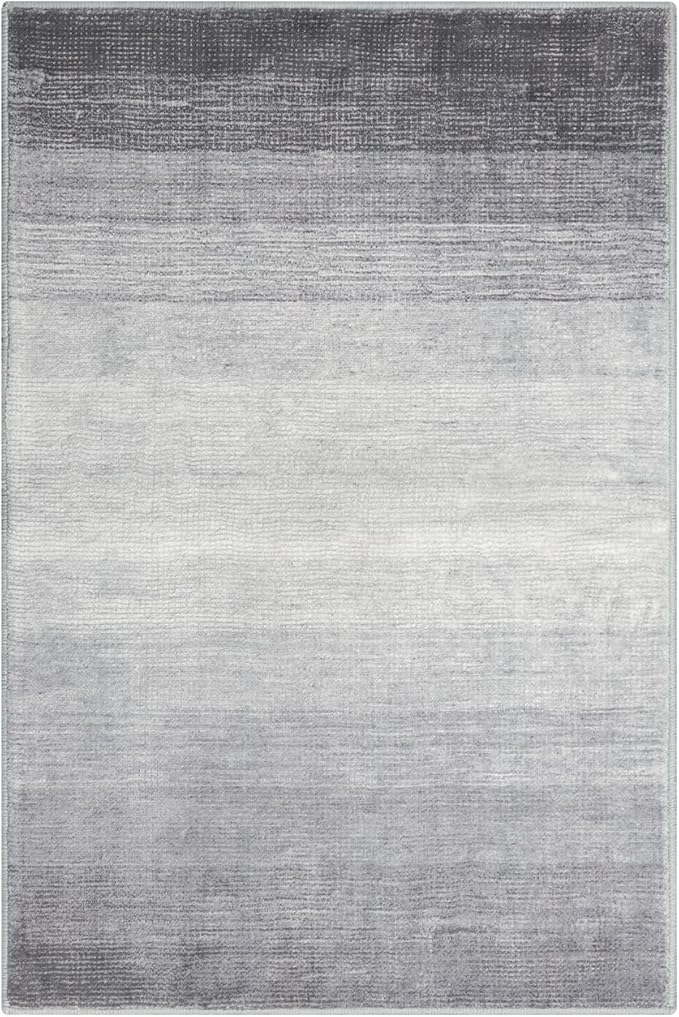 Wonnitar Modern Ombre Small 2x3 Entryway Rug, Washable Grey Front Door Mat, Non-Slip Contemporary Kitchen Accent Mat Gradient Faux Wool Indoor Floor Carpet for Bathroom Bedside Entrance (Grey, 2'x3')