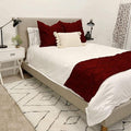 Bed Runner Set - 100% Pure Cotton 800 Thread Count - Luxury 1 Pinch Pleated Bed Runner and 2 Pillow Cover - 3 Piece Pinch Pleated Bed Runner Set Queen, Burgundy