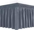 Biscaynebay Wrap Around Bed Skirts for Twin & Twin XL Beds 15" Drop, Dark Grey Adjustable Elastic Dust Ruffles Easy Fit Wrinkle & Fade Resistant Silky Luxurious Fabric Machine Washable