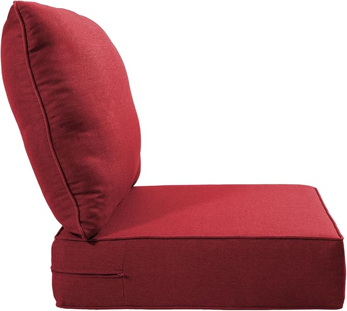 Luxury 22x24/22x25 6-Inch Outdoor Chair Cushions Set of 4 - Heavy Duty Water-Resistant Comfortable Cushion for Patio Furniture Set Dining Gliding Rocking Chairs Loveseat L-Shape Sofa - Red