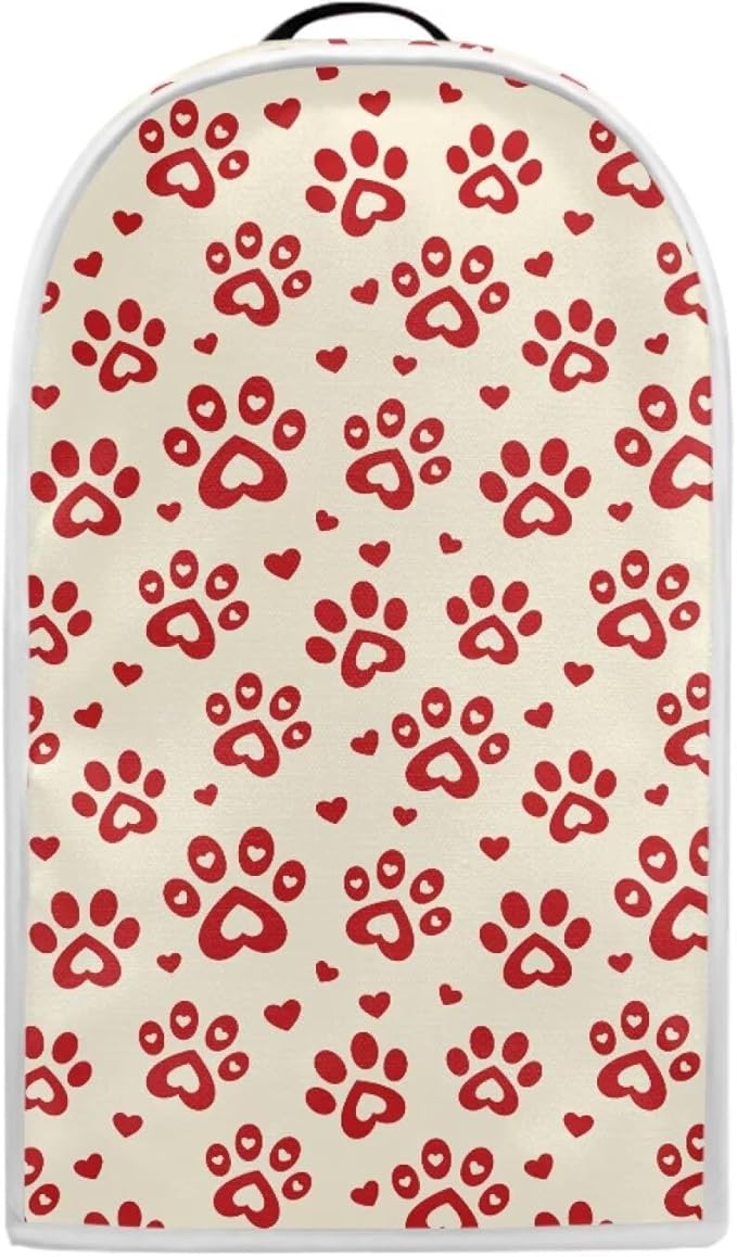 Talayituse Red Dog Paw Heart Print Blender Dust Cover, Fingerprint Protection Cover for Stand Mixer or Coffee Machine, Kitchen Appliance Covers for Stain Dust Resistant Supplies Valentine's Day Decor