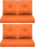 Patio Chair Cushions 4 Packs - Outside High Back Thick Water-Resistant Cushion 22x24 with Zipper Cover for Outdoor Glider Rocking Chairs Loveseat Couch – Orange/Buckle