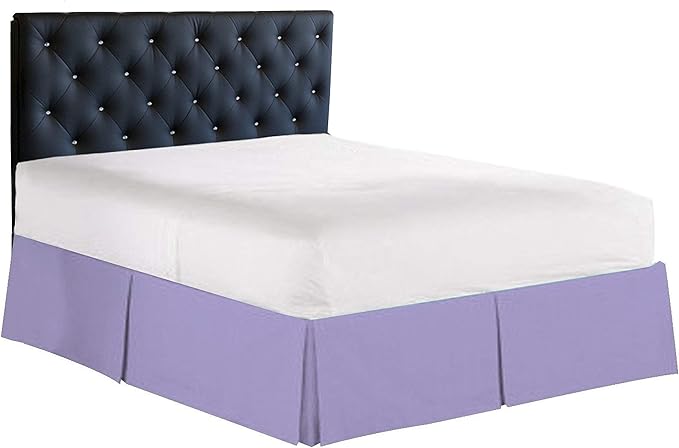 Bed Skirt - 100% Cotton 800 Thread Count Box Pleated Bed Skirt - Luxury Pleated Dust Ruffle, Hotel Quality Modern Bed Skirt, Easy Fit with 12 Inch Tailored Drop, Queen, Lilac