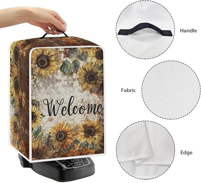 Mumeson Sunflower Coffee Maker Cover, Modern Stand Blender Mixer Juice Machine Covers, Coffee Beans Design Extra Large Lightweight Kitchen Appliance Covers with Handle