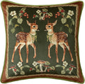 Grandmillennial Holly Deer Green Pillow Cover, Velvet Euro Sham Covers Decorative Throw Pillow Covers 18x18 for Couch Sofa Bed Living Room, Christmas & Holiday