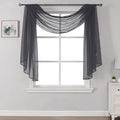 DONREN Luxury Soft Sheer Curtains Scarf for Windows - Semi Voile Window Scarf Valance,34 Inches Wide by 144 Inches Long (1 Panel,Dark Grey)