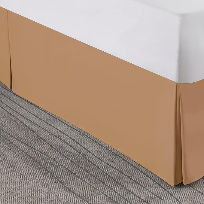 Nestl Light Brown Twin XL Bed Skirt - Twin XL Size Bed Skirt 14 Inch Drop - Brushed Microfiber Bed Skirts - Hotel Quality Pleated Bed Skirt - Shrinkage & Fade Resistant