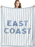 Blue Coastal Beach Blanket, East Coast Preppy Beach Striped Throw Blankets for Home Bedroom Dorm Couch Bed Decor, Beachy Room Decor Aesthetic, Coastal Granddaughter Room Decor, 50x60 Inch