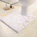 QJHOMO Toilet Rugs U Shaped White and Gold Bathroom Rugs, Gold Decor Toilet Mat Contour Bath Rug Marble Bathroom Accessories, Extra Thick Carpet Non Slip Floor Mats Machine Washable (20x20 inch)