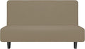 Easy-Going Stretch Futon Slipcover Armless Futon Bed Cover Furniture Protector Without Armrests with Elastic Bottom for Kids, Soft Jacquard Fabric Small Checks (Medium, Natural)