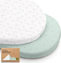 2-Pack Baby Bassinet Sheets Girl, Boy - 33x17 Viscose Derived from Bamboo Bedside Mattress Fitted Bassinet Sheets, Compatible with Halo Bassinest Swivel Sleeper, Baby Delight, Graco (Bunnies)