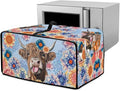 Microwave Oven Cover Heavy Duty Microwave Oven Dust Cover with Storage Pockets Dust-Proof Reusable Decor Accessories for Kitchen, Highland Cattle Boho Mandala Floral Print, L