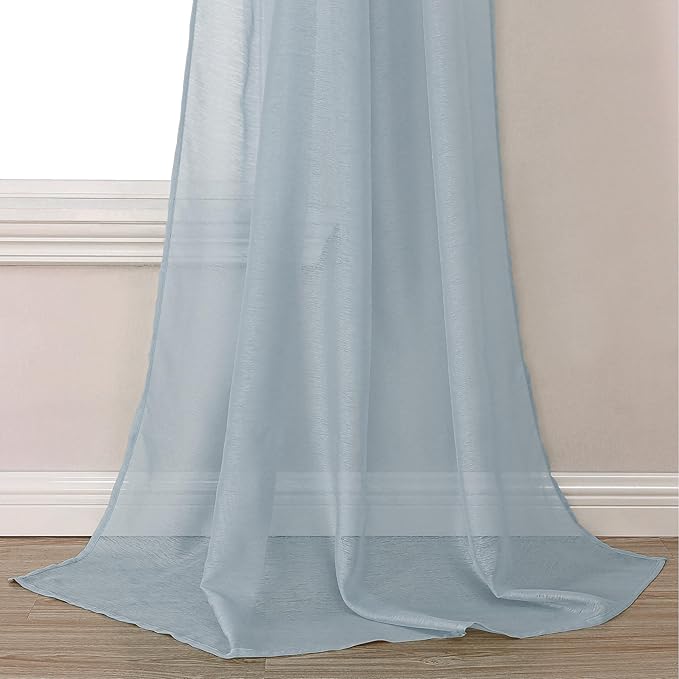 DONREN Sheer Canopy Bed Curtains Panels- Elegant Solid Voile Sheer Valance Topper Long Window Treatment Scarf for Villa/Cottage (1 Pcs, Dusty Blue, W52 x L216 Inch)